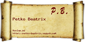 Petko Beatrix névjegykártya